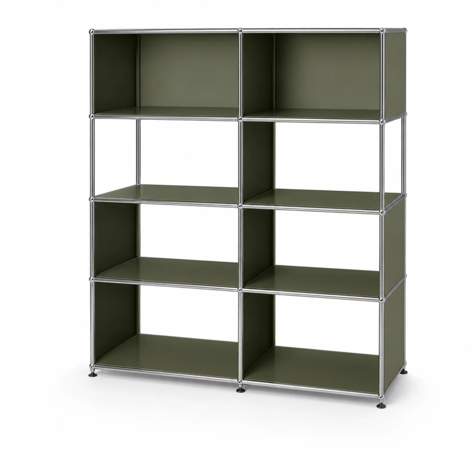 Mid-Century Olive Green Double-Row Storage Cabinet — USM Haller